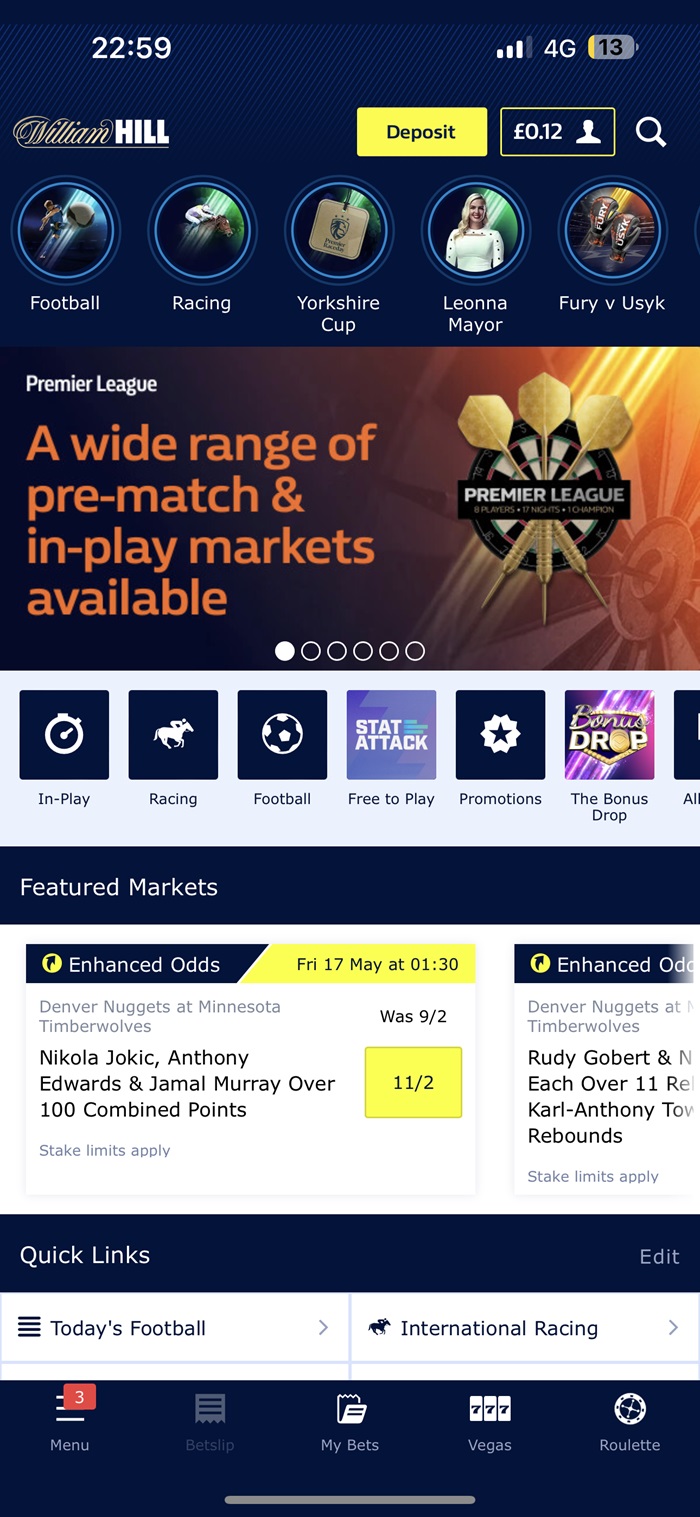 William Hill Deposit/withdrawal 1