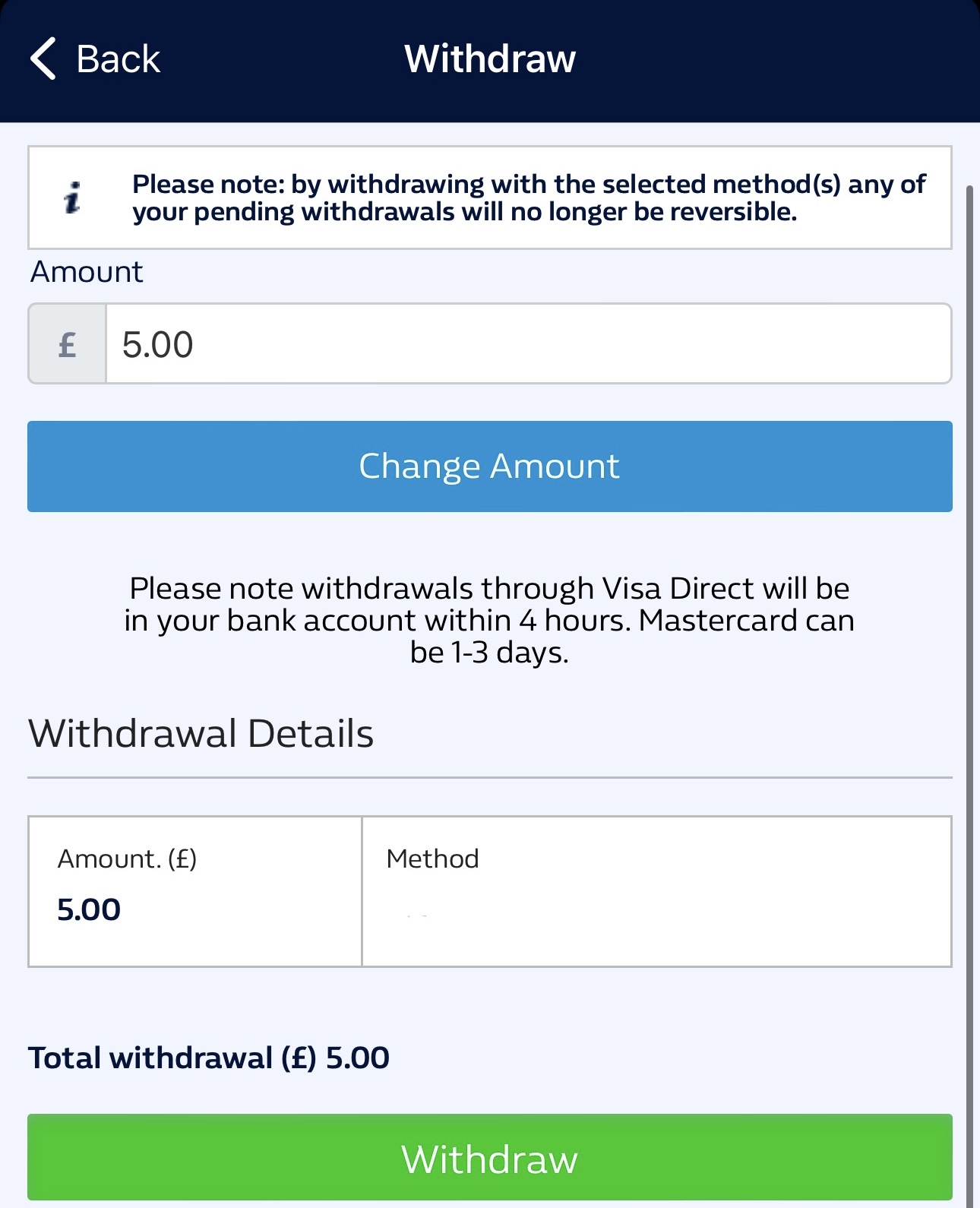 William Hill Withdrawal 2