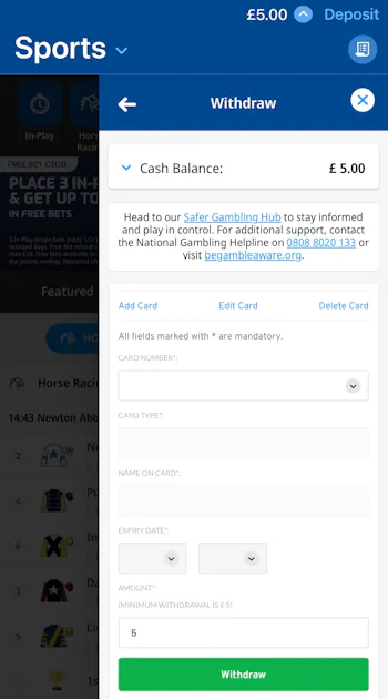 Betfred Withdrawal 3