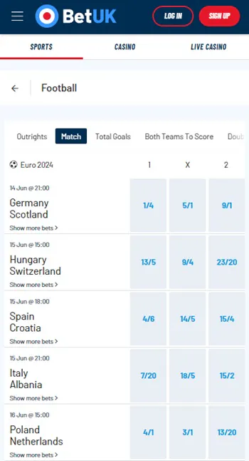BetUK euros