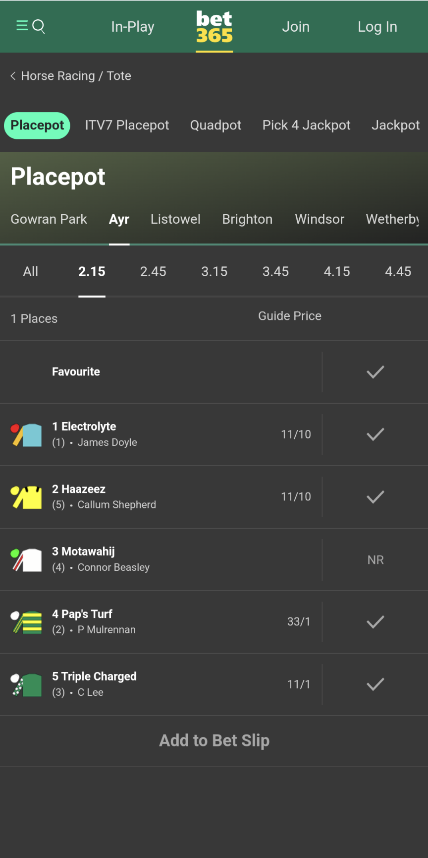 Bet365 pool and tote betting