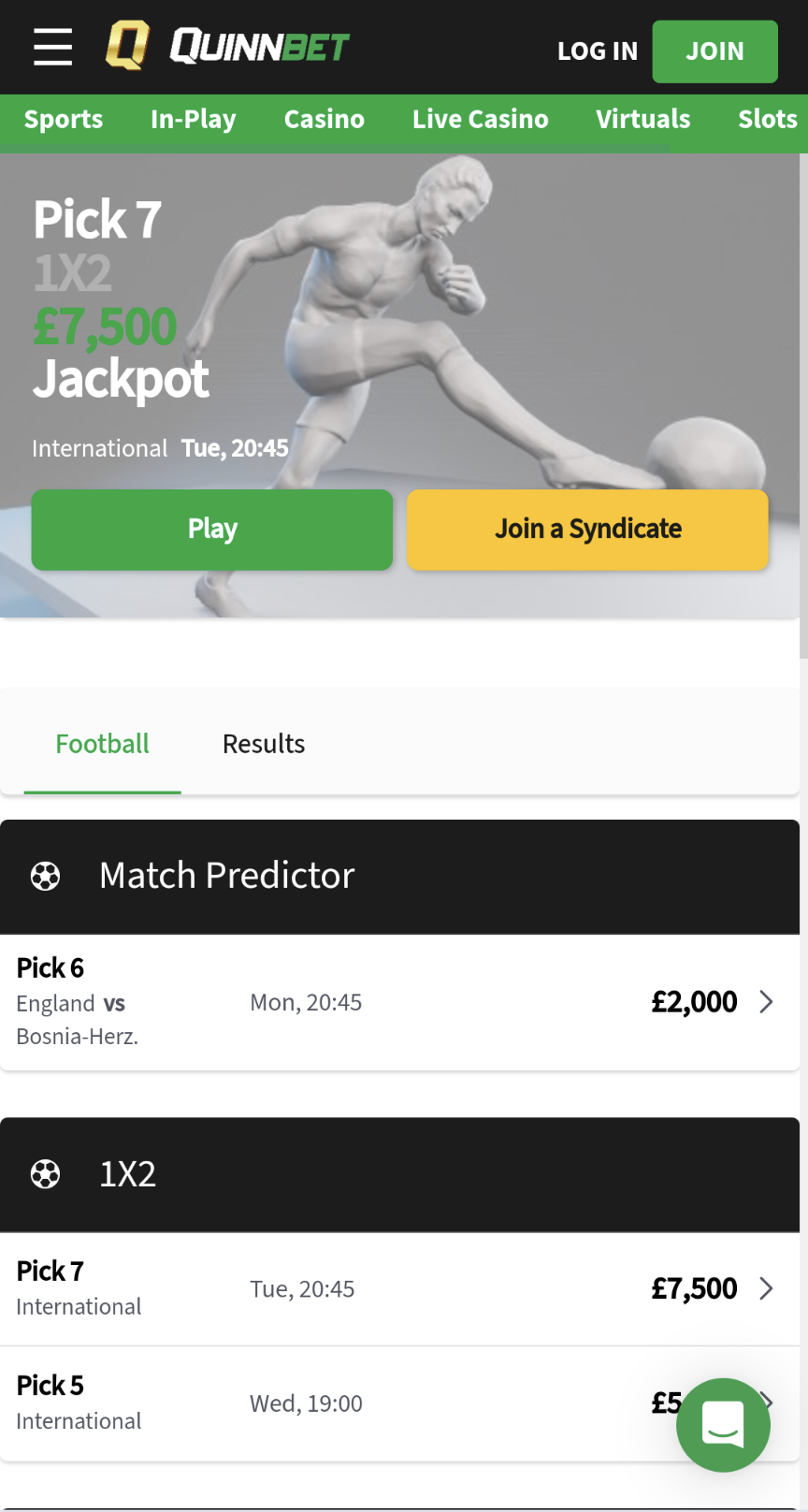 Quinnbet pool betting UK