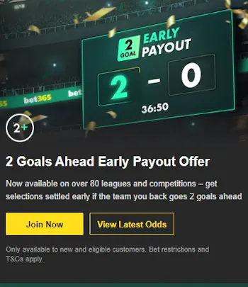 bet365 2 ahead early payout