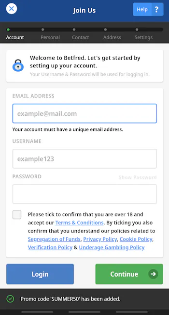 Betfred promo code process 2