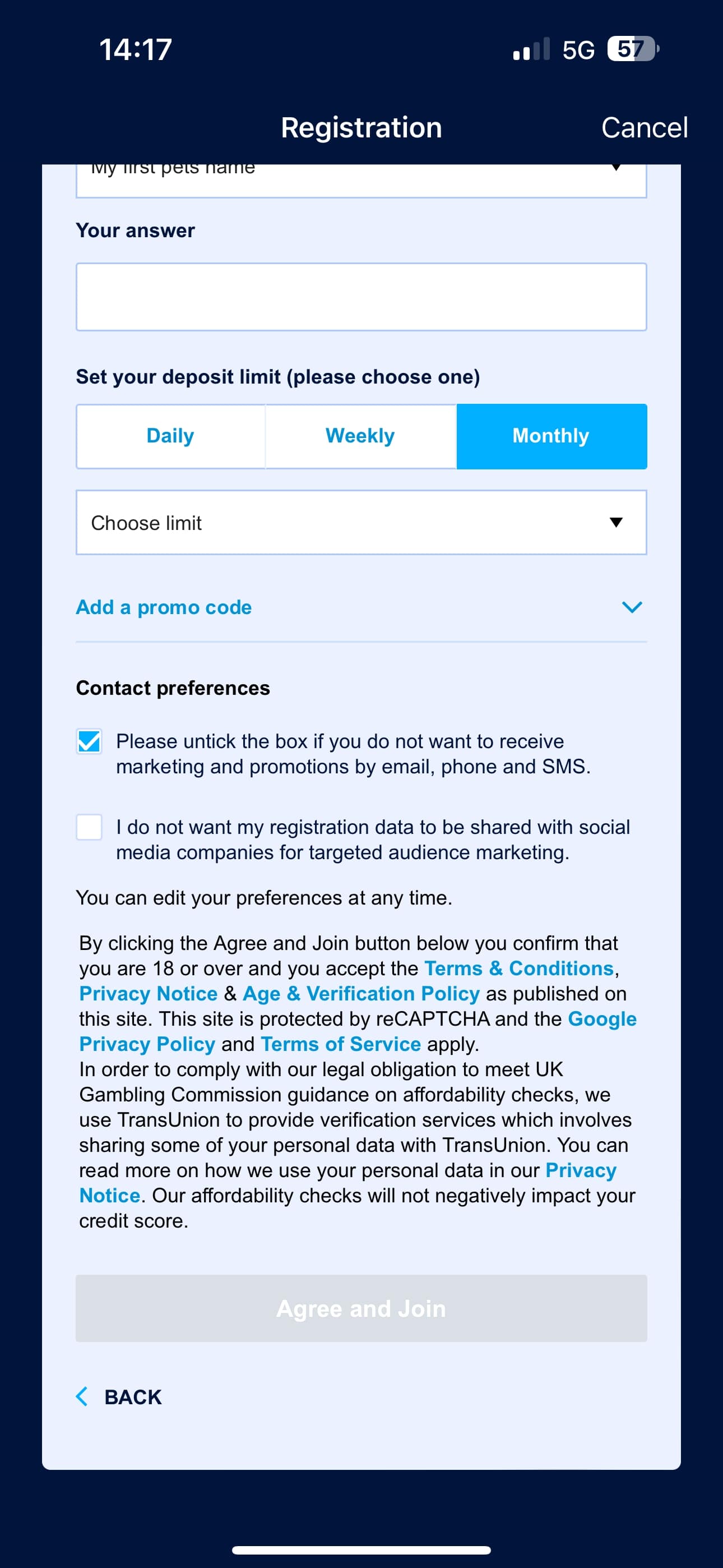 William Hill registration 4
