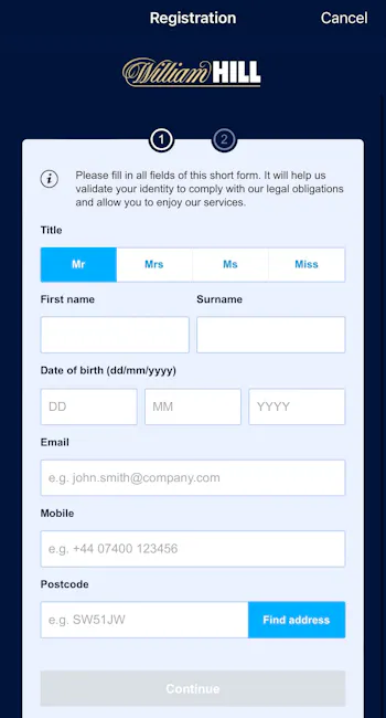 William Hill registration 2