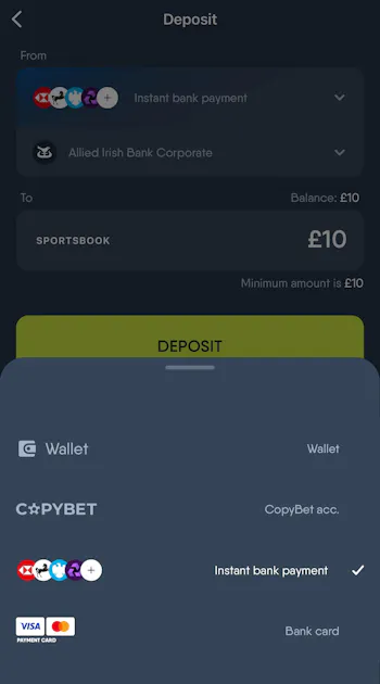 CopyBet deposit 2