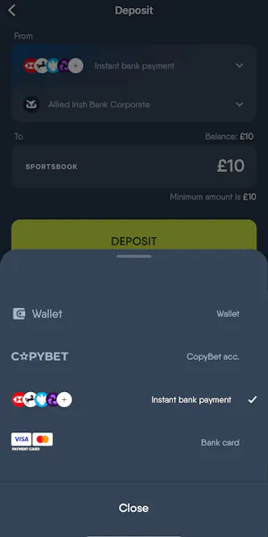 CopyBet deposit 2