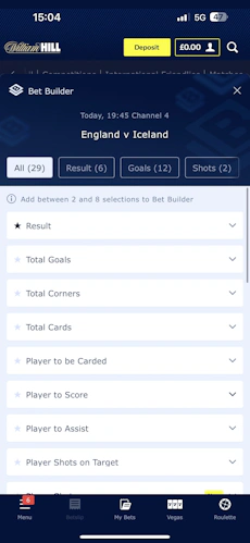 William Hill App Bet Builder