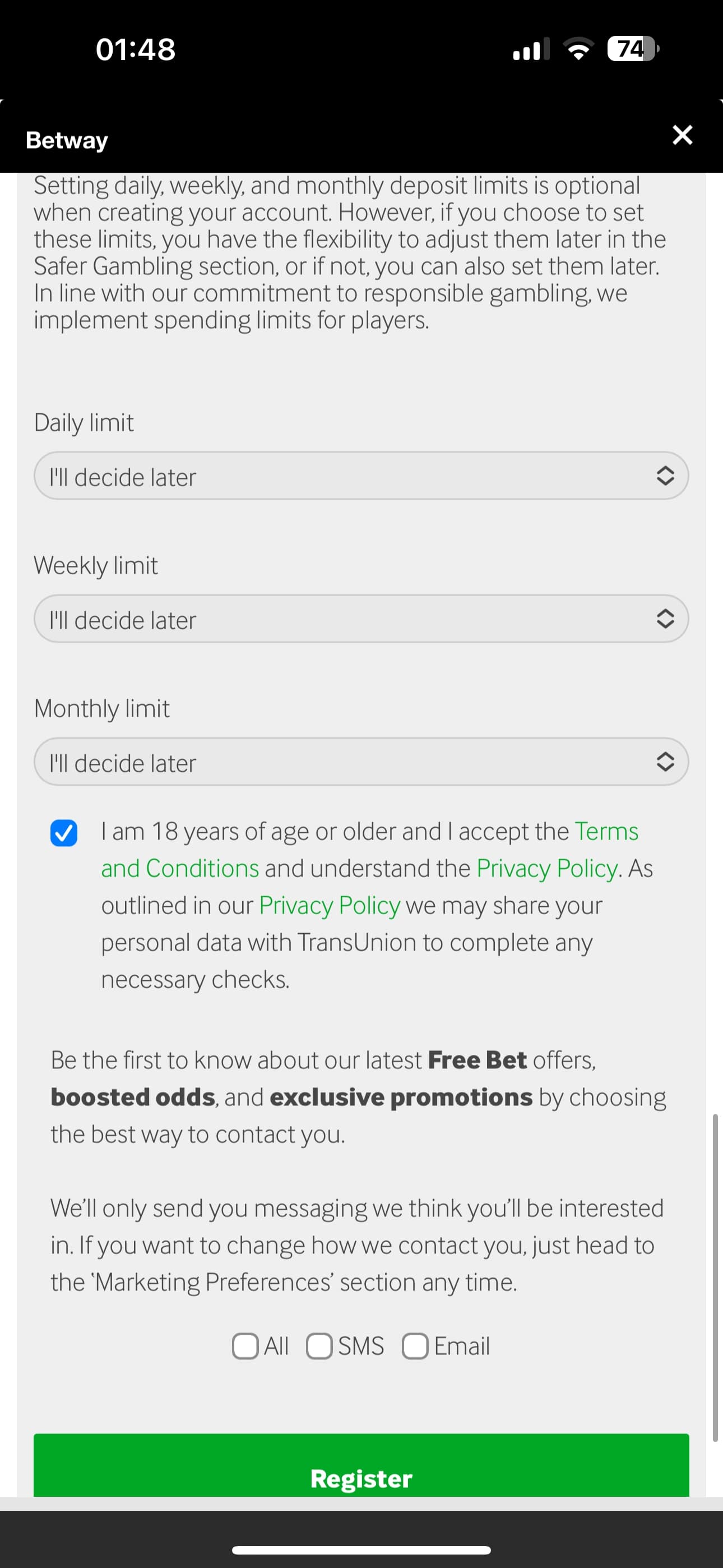 Betway registration app 5