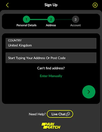 Parimatch sign-up 3