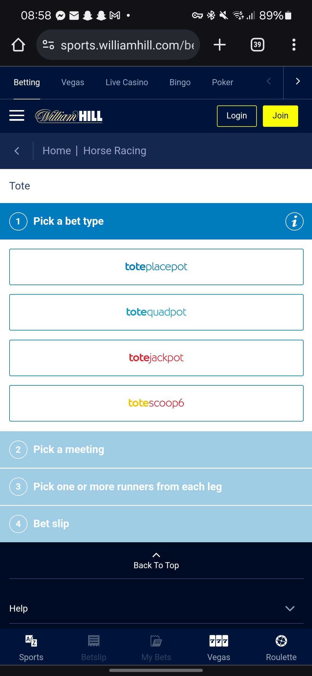 William Hill placepot 1