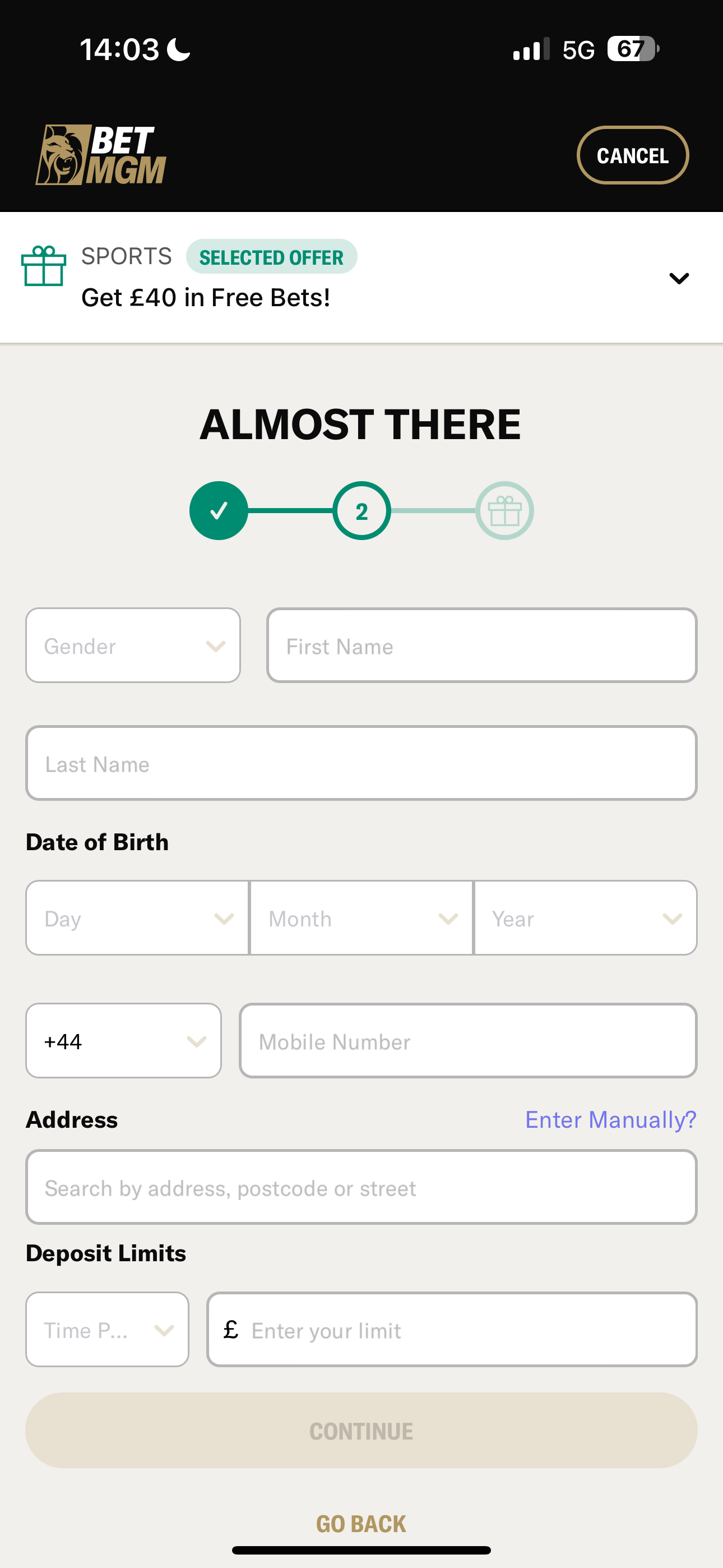 BetMGM registration 3