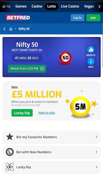 Nifty fifty betfred lotto game