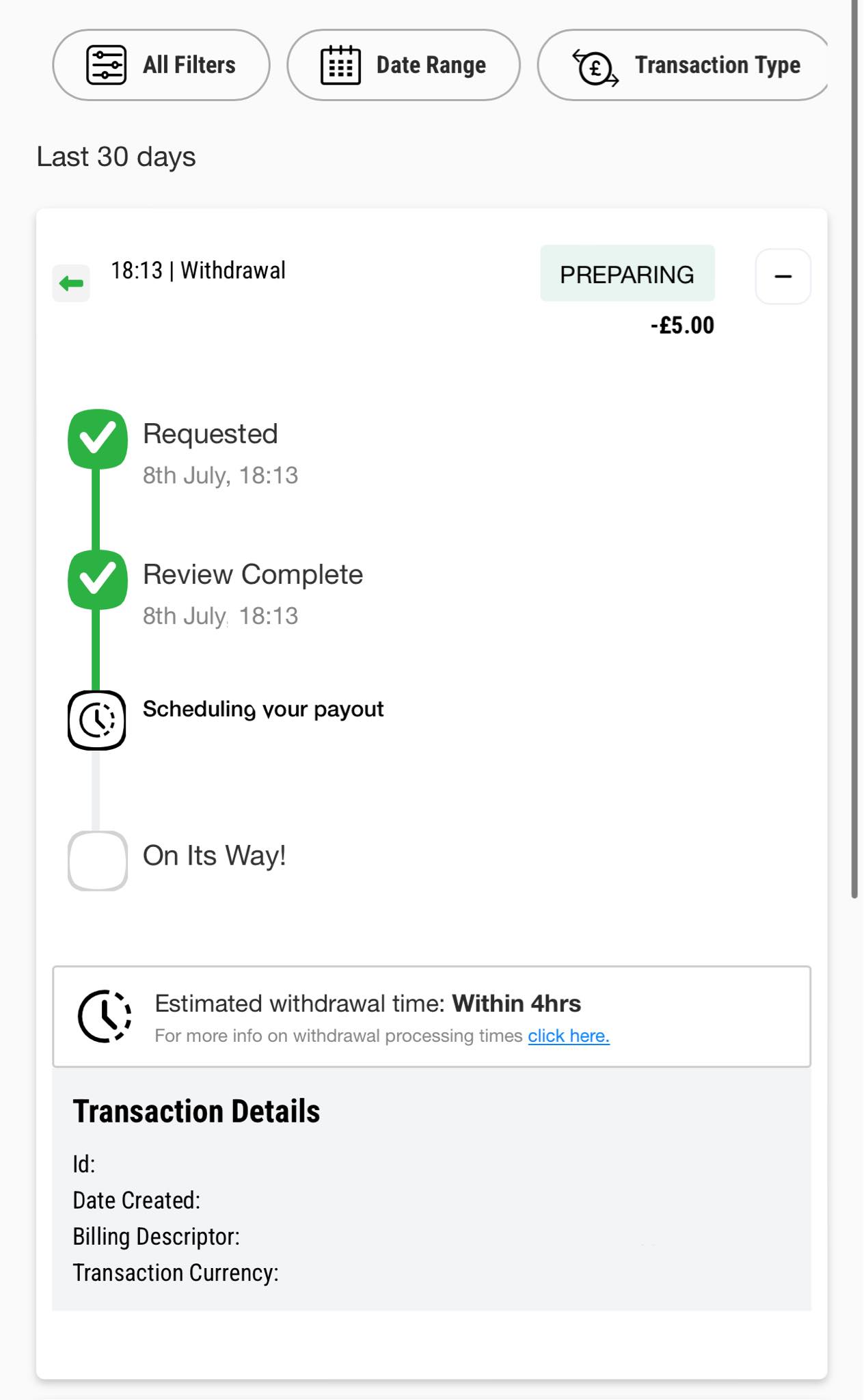 Ladbrokes withdrawal time