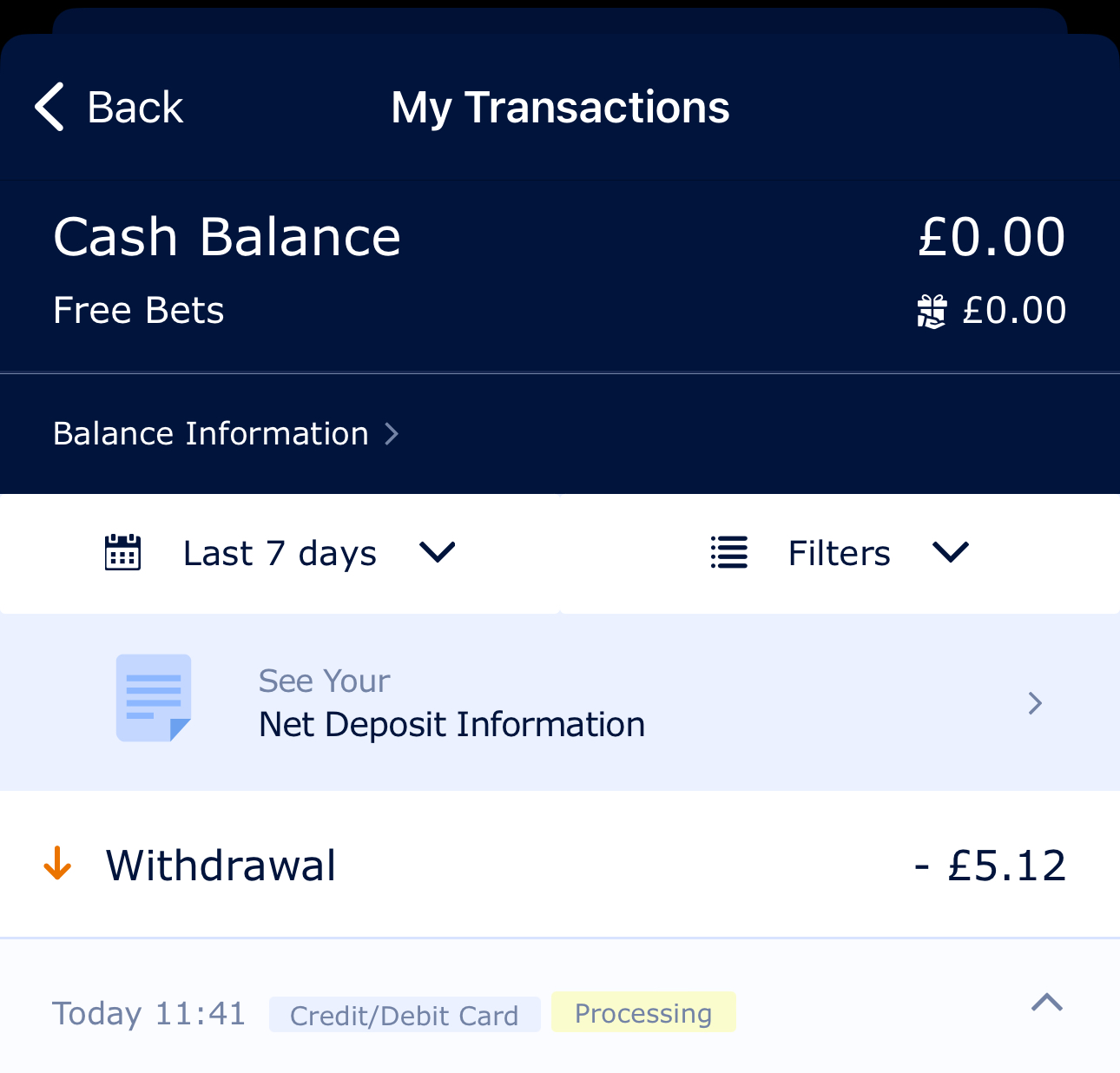 William Hill Withdrawal Status