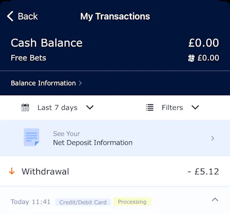 William Hill Withdrawal Status