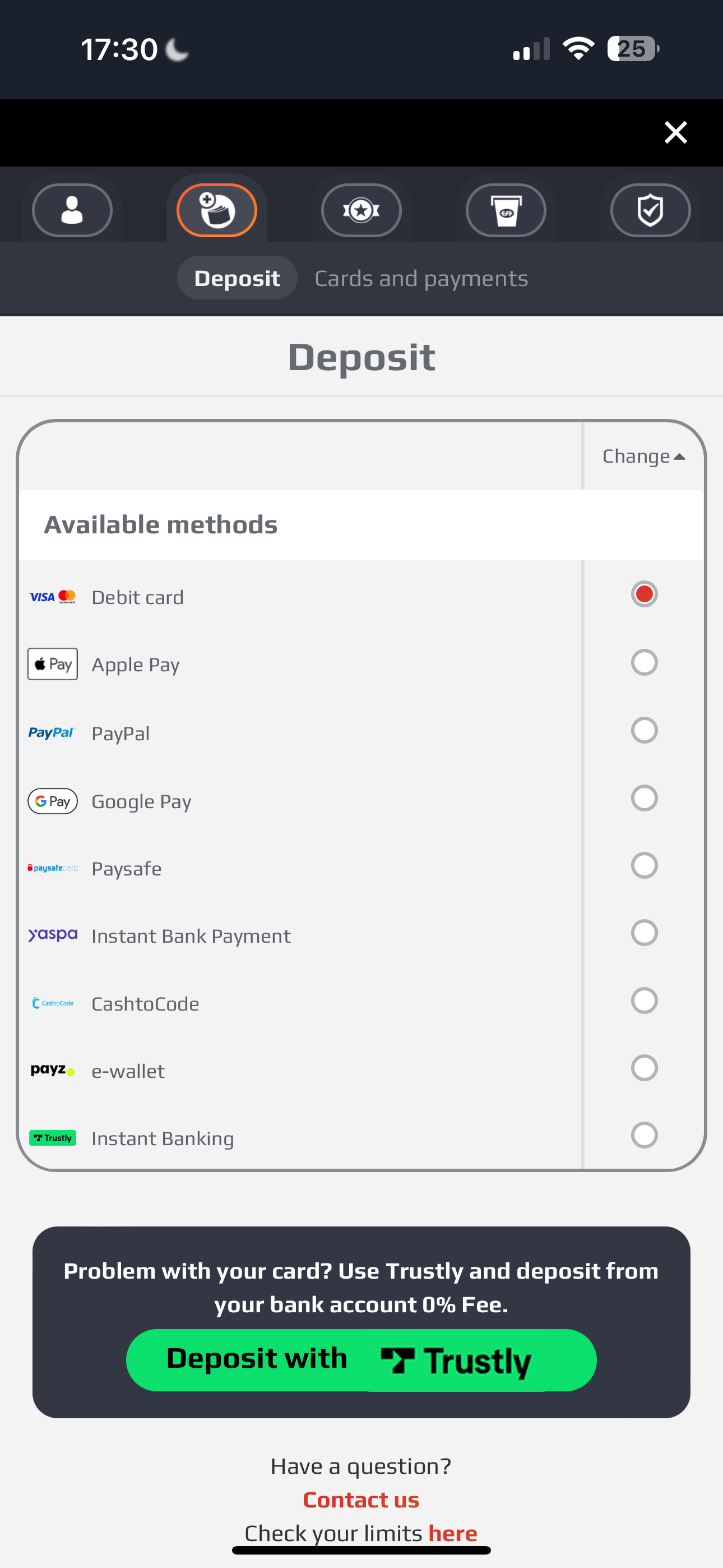 NetBet Deposit Methods