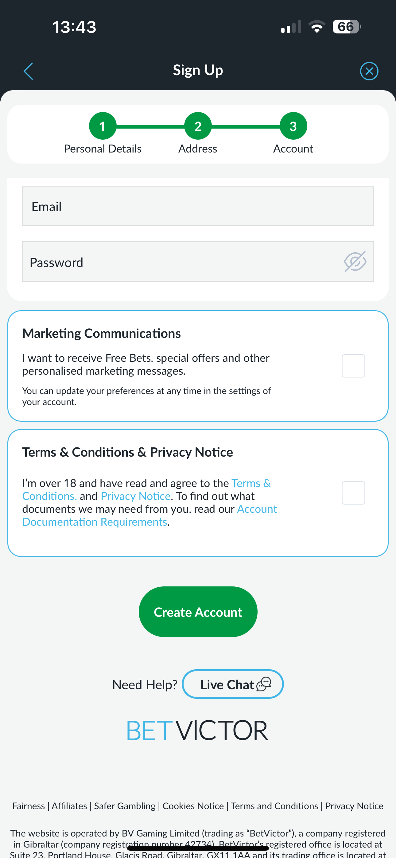 BetVictor Signup 3