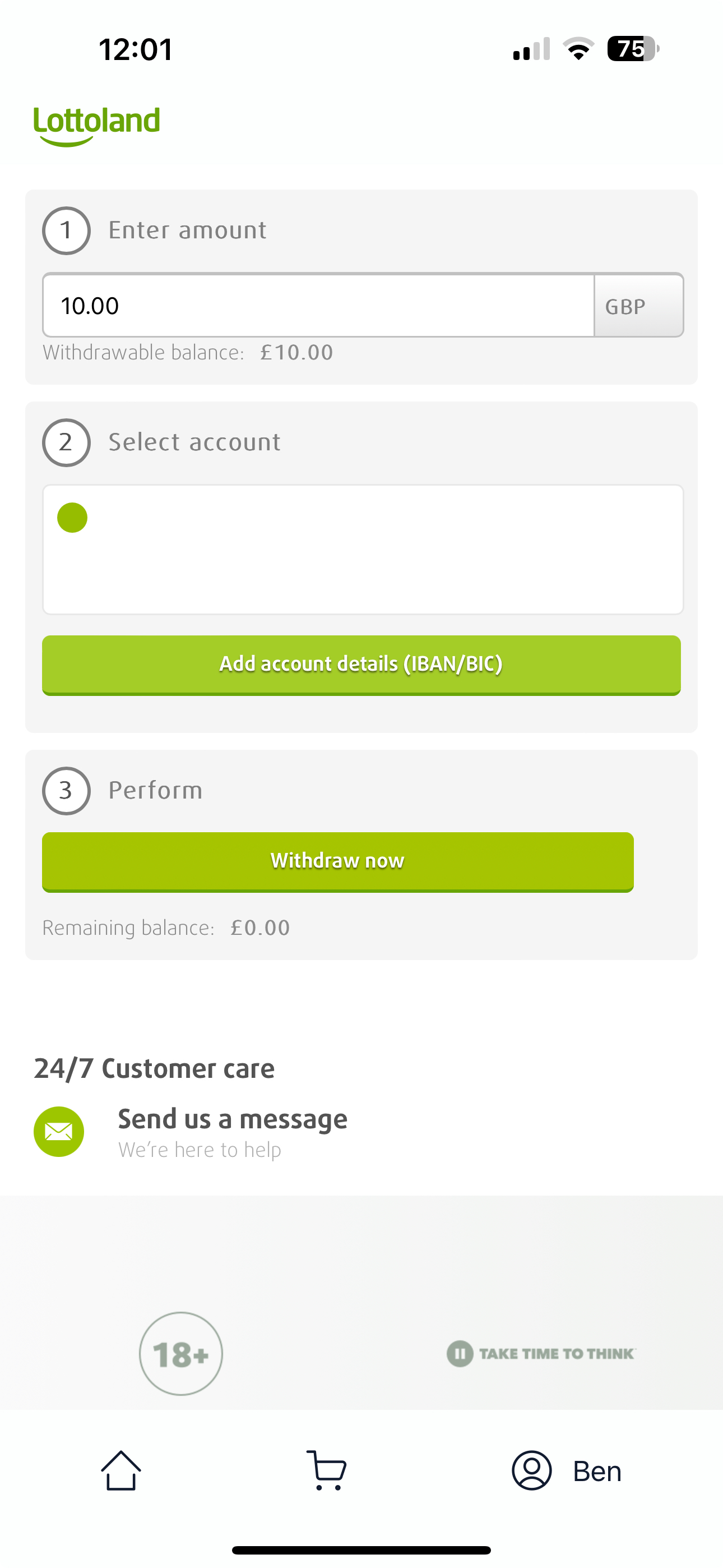 Lottoland Withdrawal 1