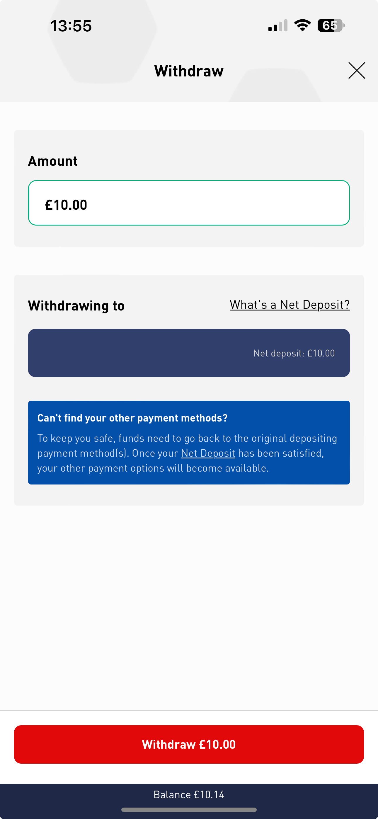 Virgin Bet Withdraw 1