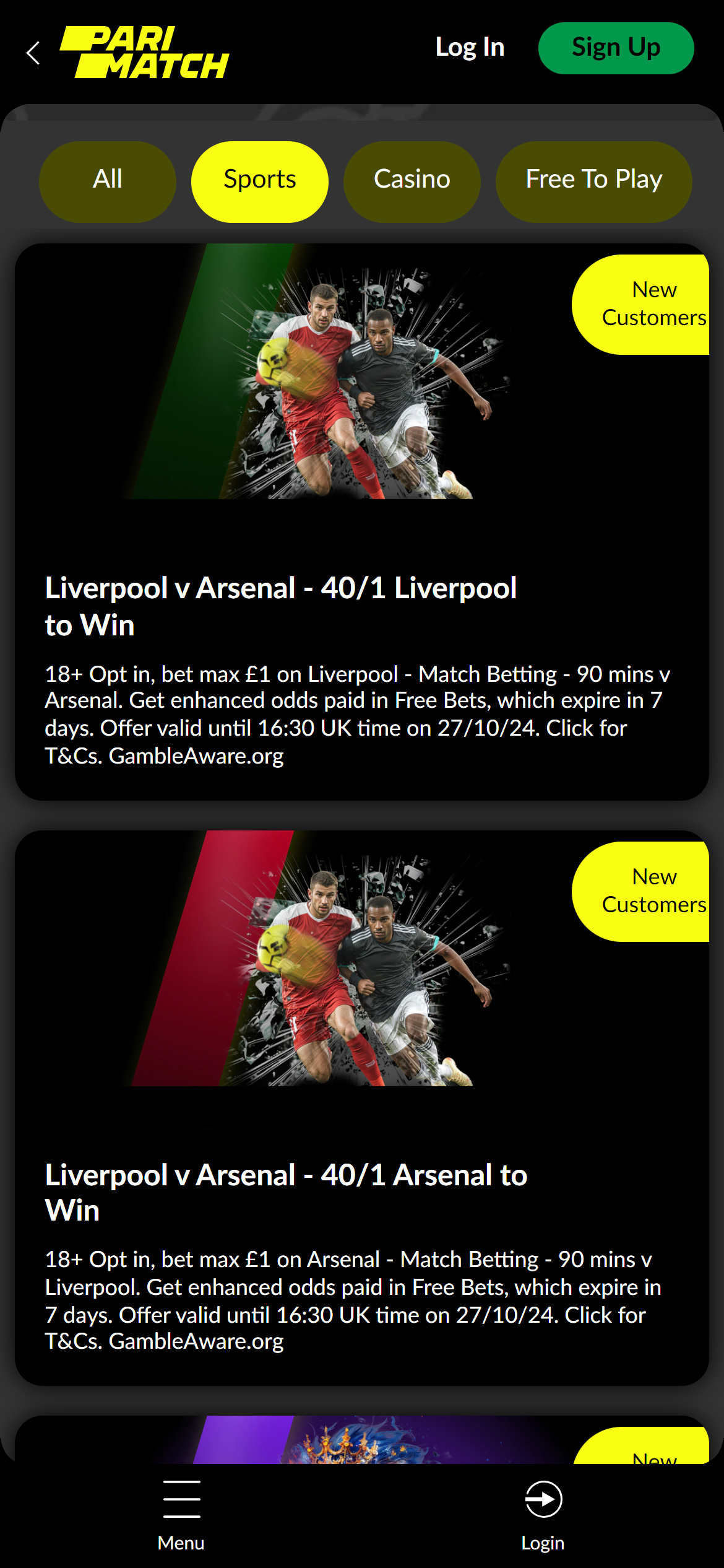 Parimatch promotions UK