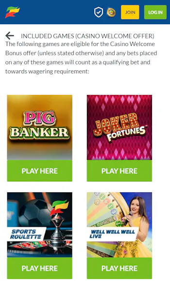 Coral casino qualifying games bonus