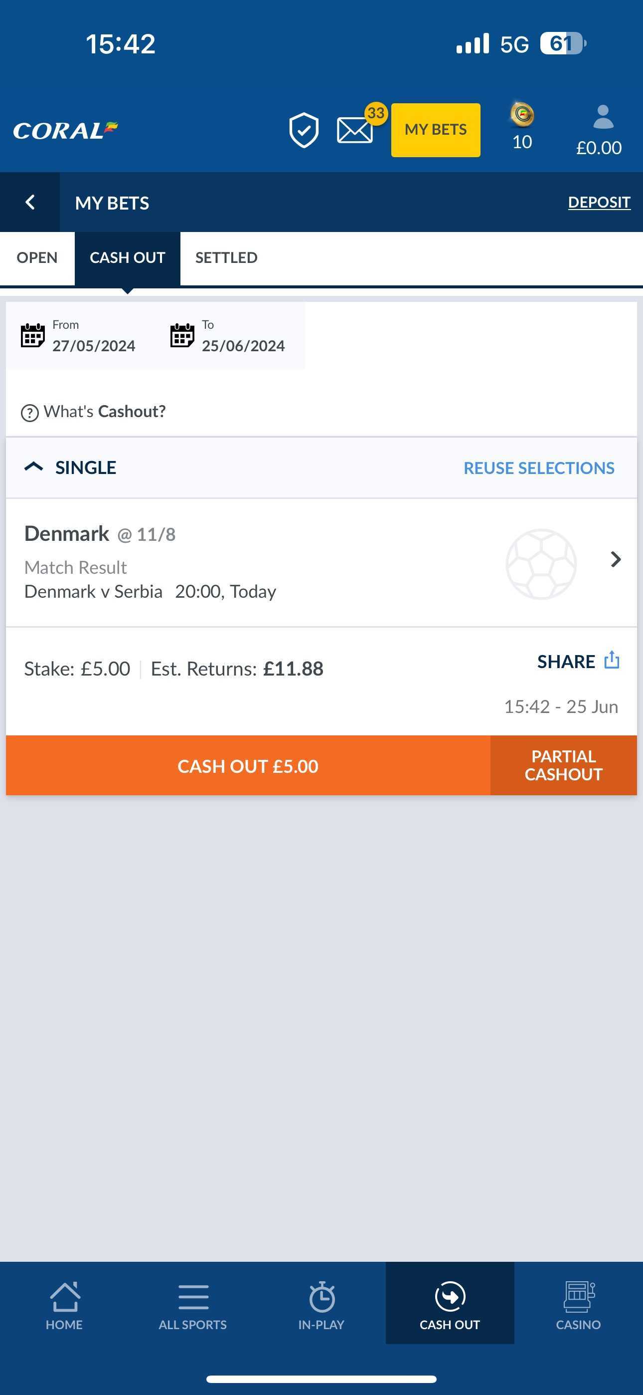 Coral cash out