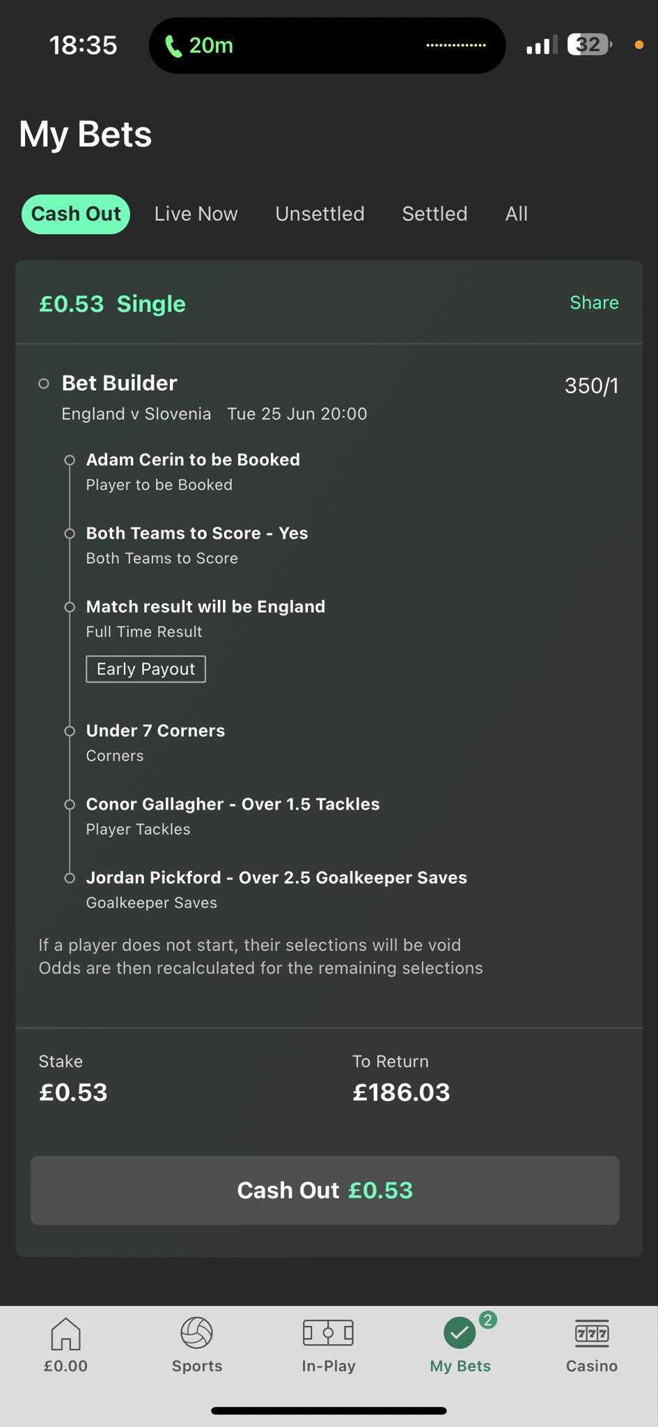 Bet365 cash out 