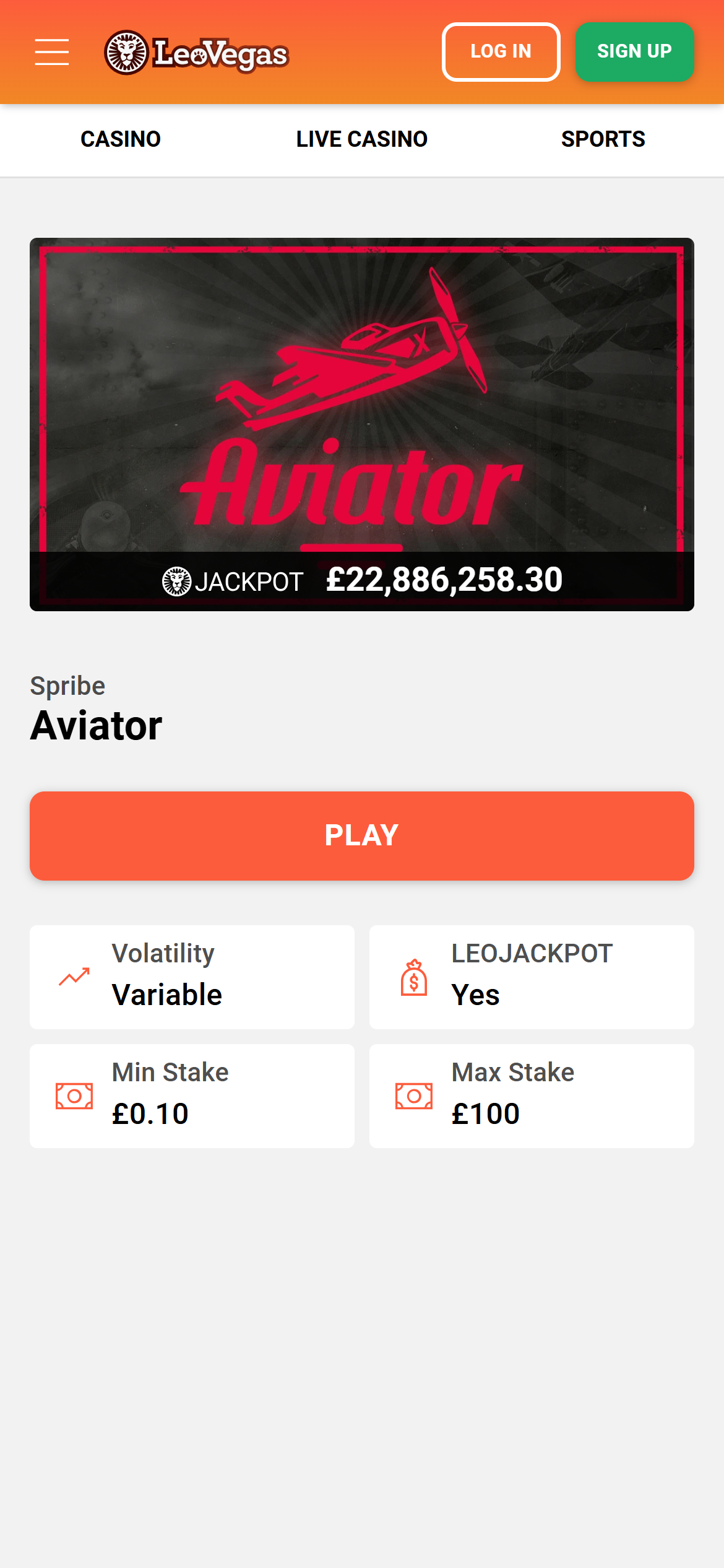 LeoVegas Aviator