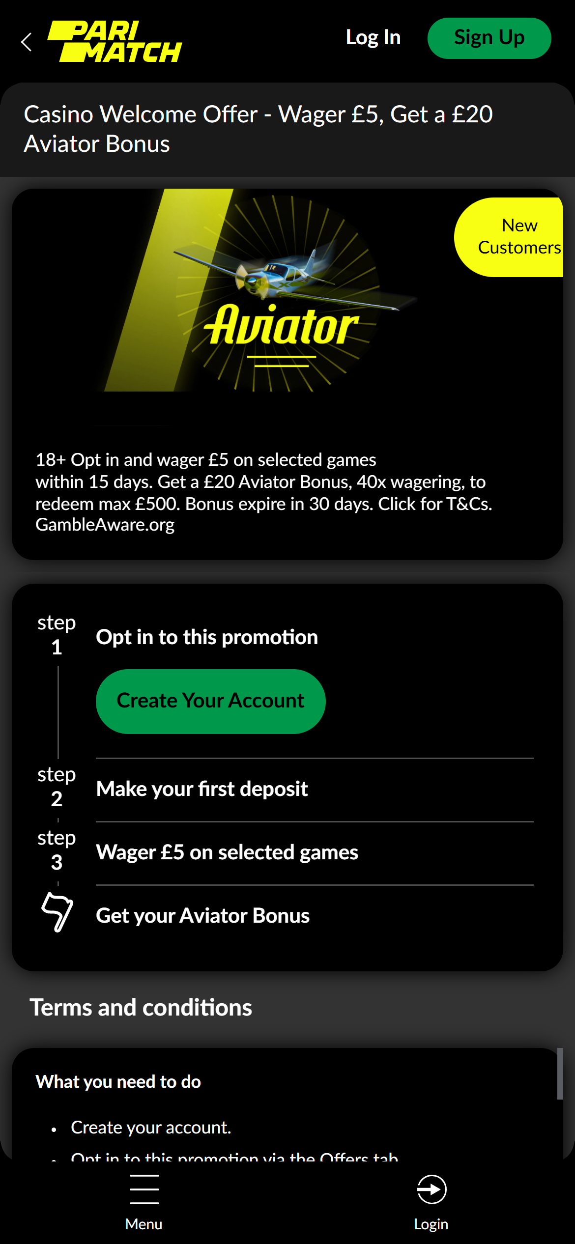 Parimatch Aviator offer