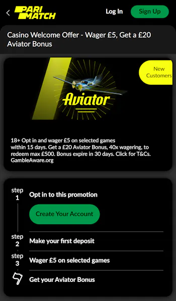 Parimatch Aviator offer