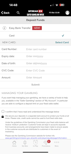 SpreadEx Sports Deposit 1