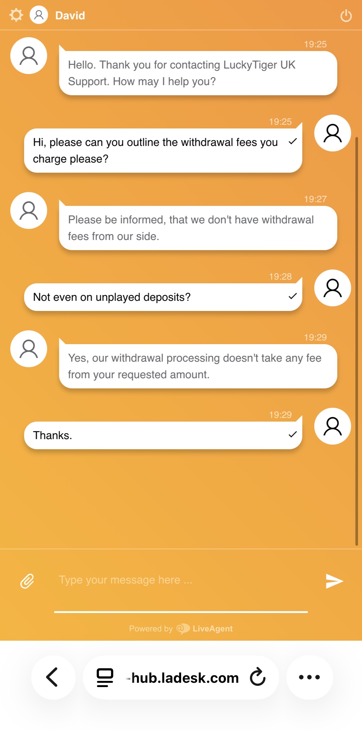 Lucky Tiger Customer Service Withdraw Chat