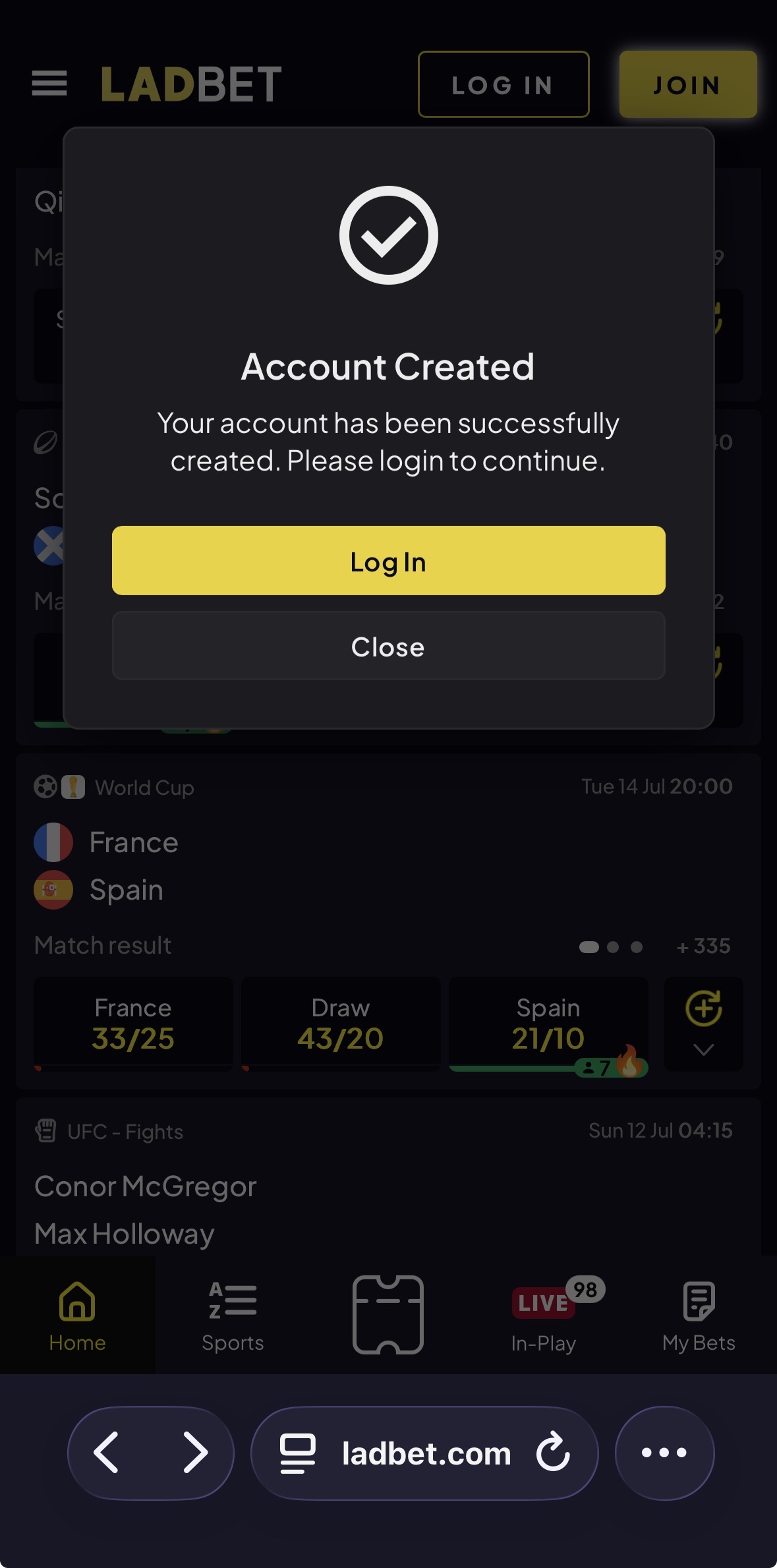 Lad Bet Registration 3