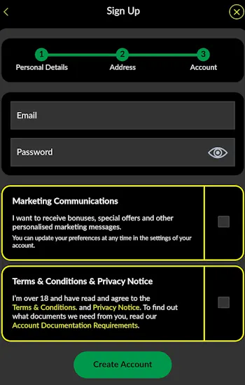 Parimatch registration 3