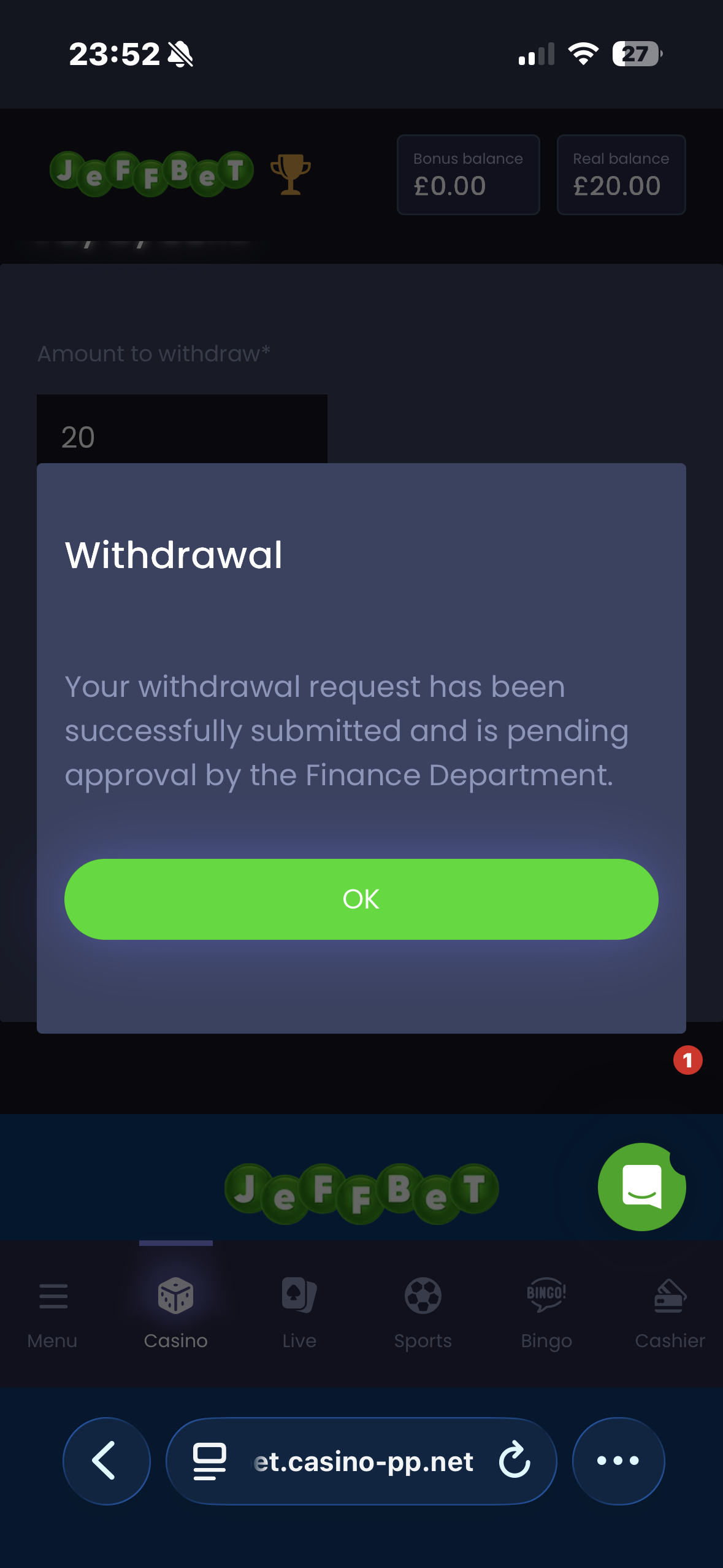 Jeffbet Withdrawal 6