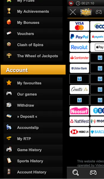 Videoslots Deposit Step 1