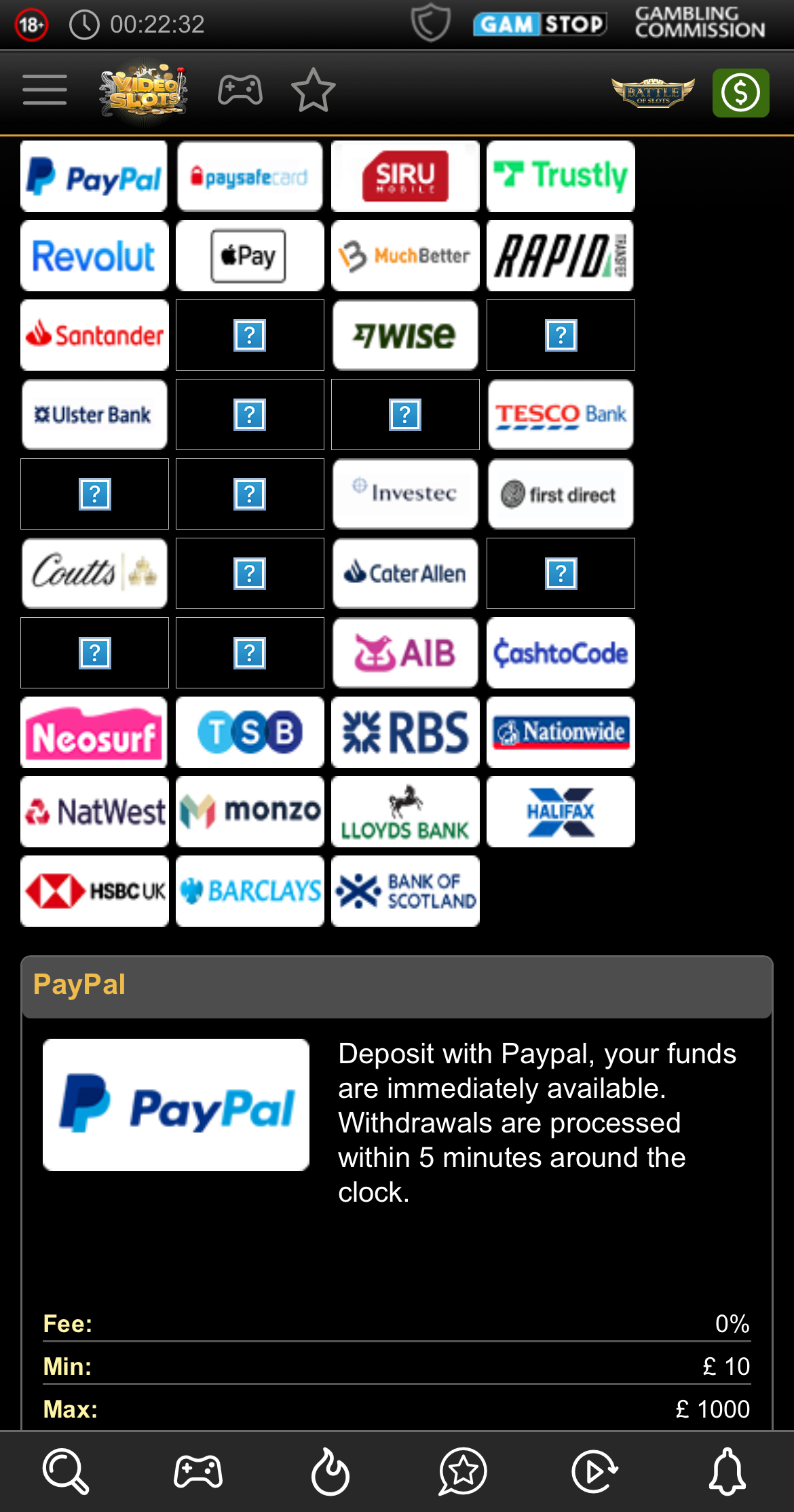 Videoslots Deposit Step 2
