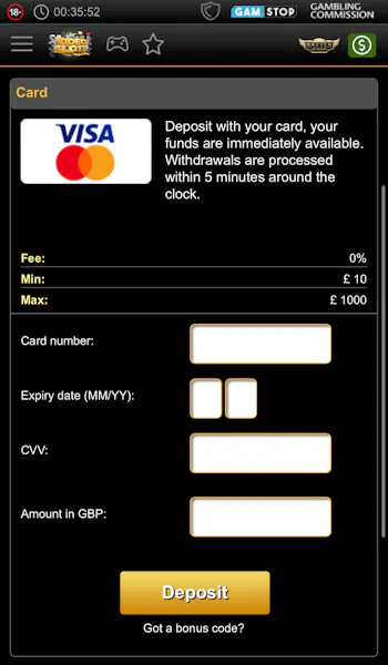 Videoslots Deposit Step 3