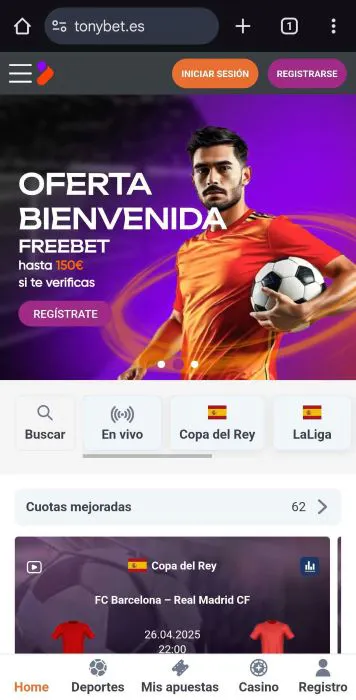 Tonybet España apuestas pagina inicio