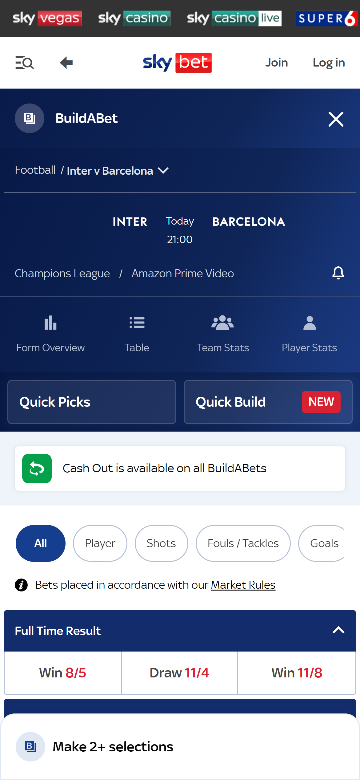 SkyBet buildabet