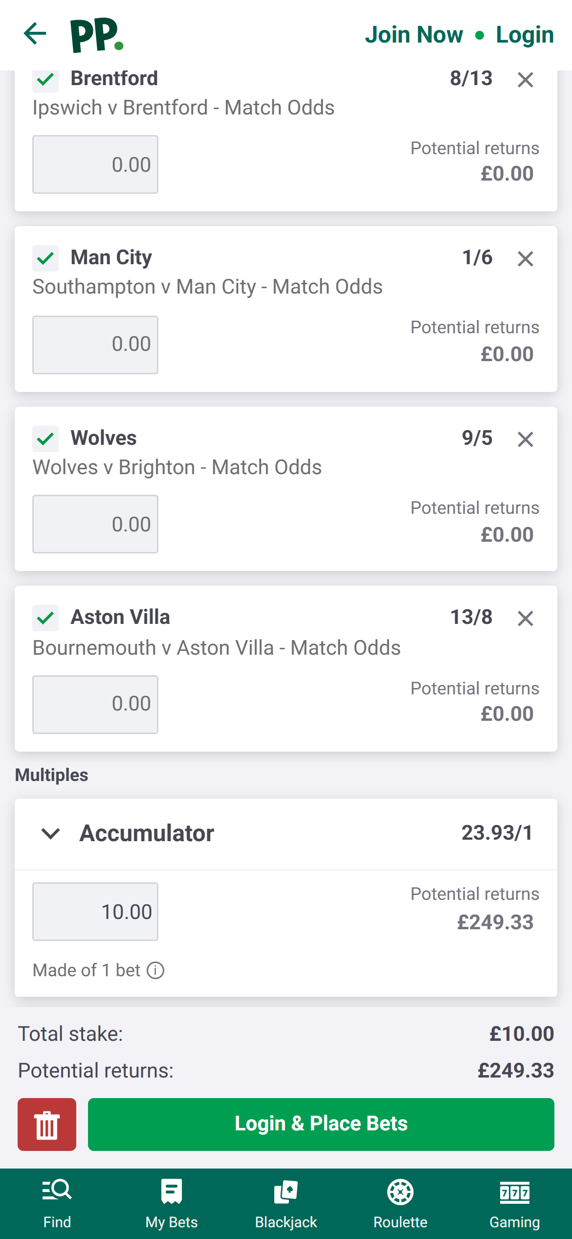 Paddy Power acca insurance 2