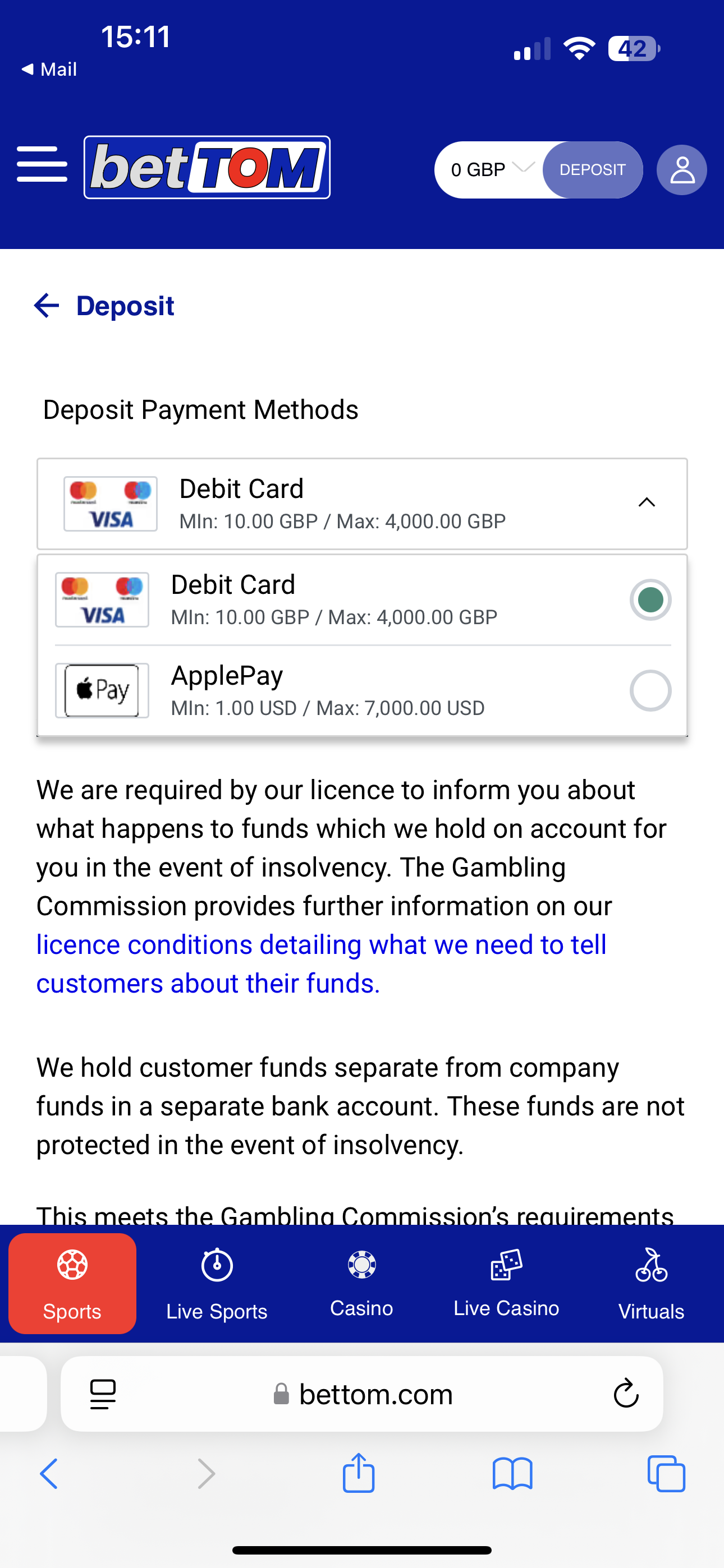 BetTom Deposit 1