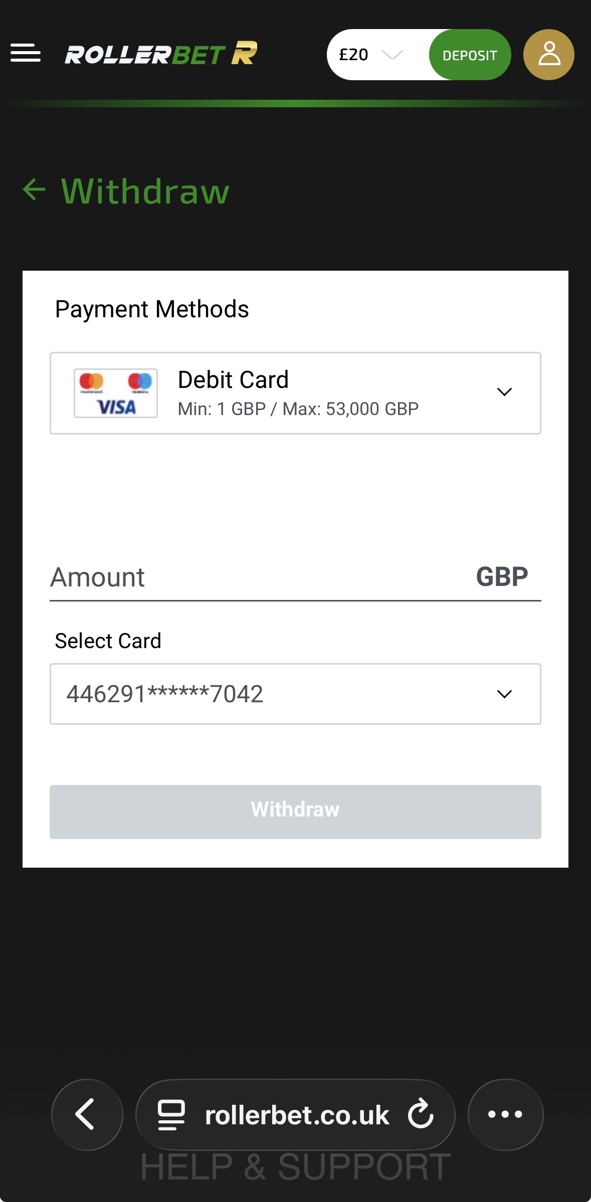 Rollerbet Withdraw 3
