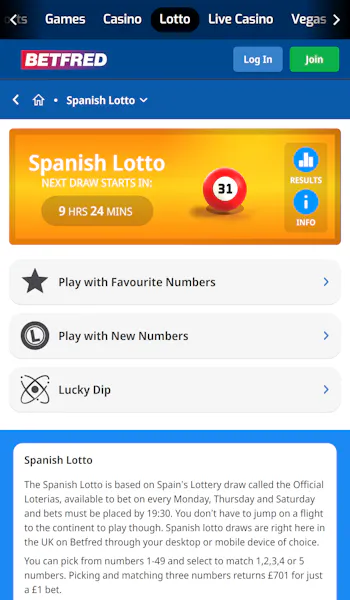 Betfred Spanish Lottery