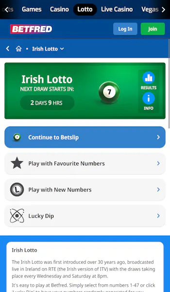Betfred irish lottery