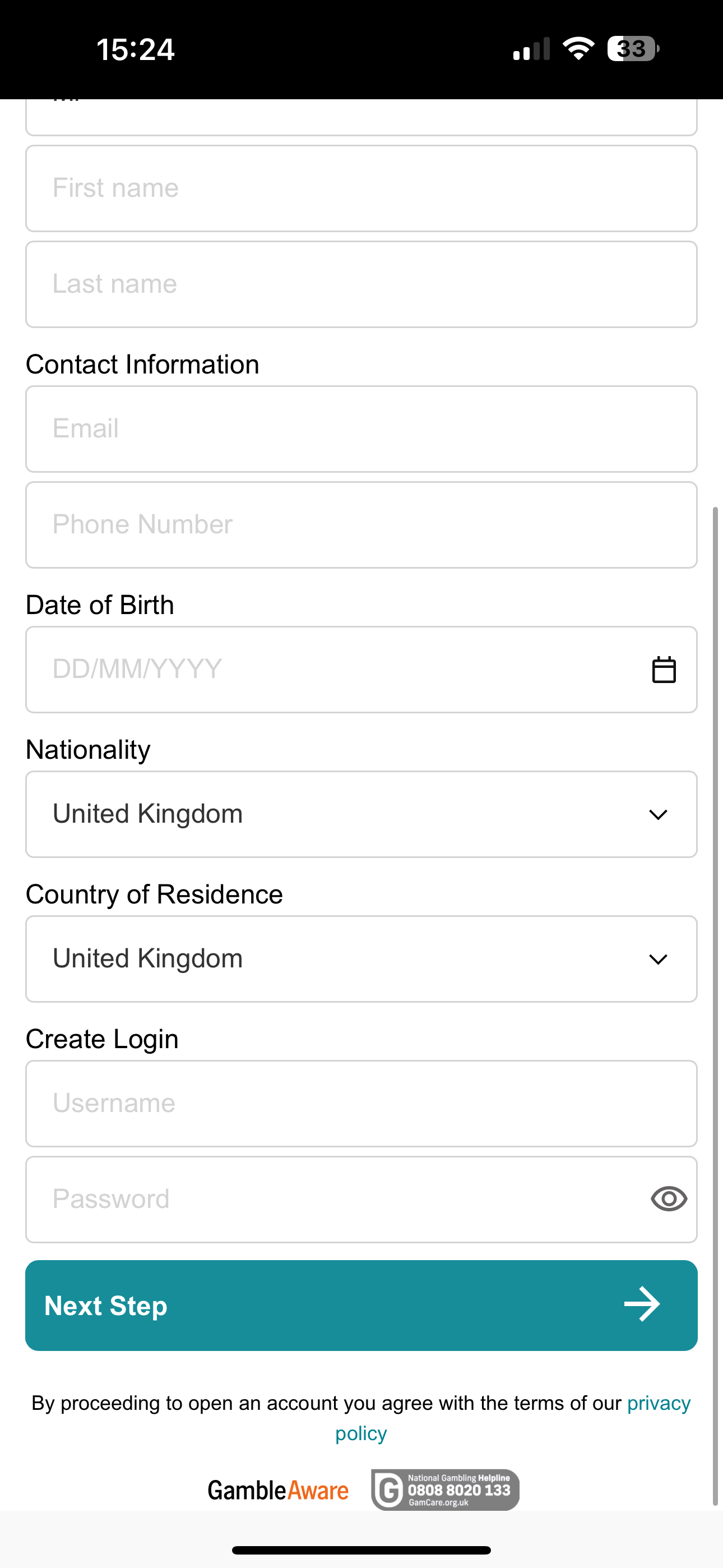 Spreadex Mobile Signup 2