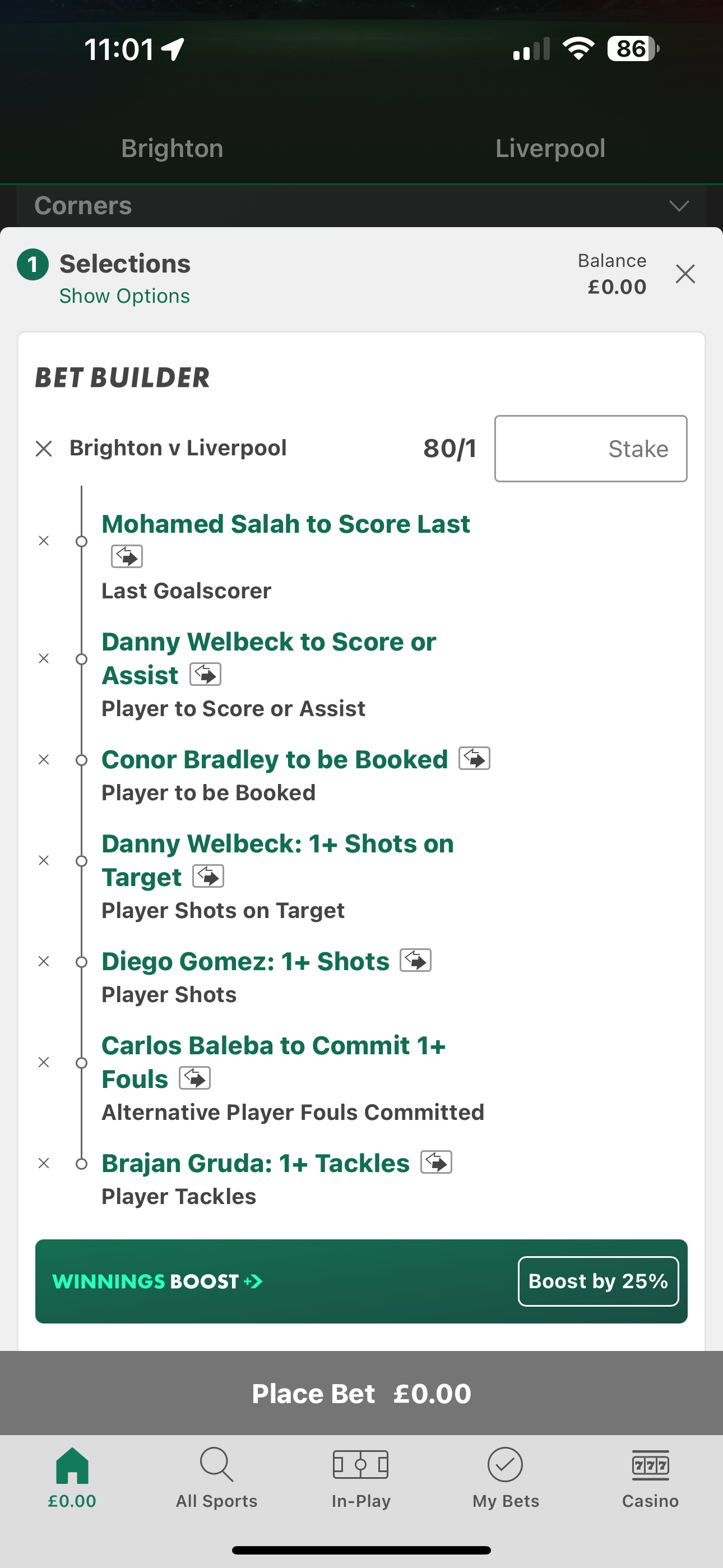 Bet365 Sub On Play On Bet Builder