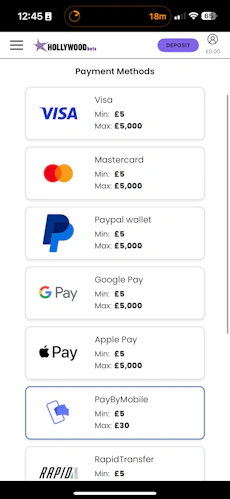 Hollywoodbets Deposit 1